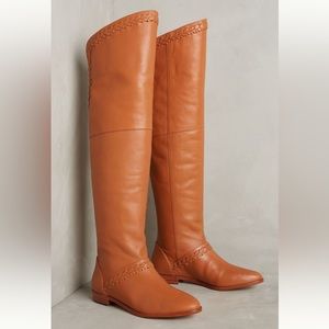 GUC Anthropologie Candela cognac braided over the knee boots, size 8.5